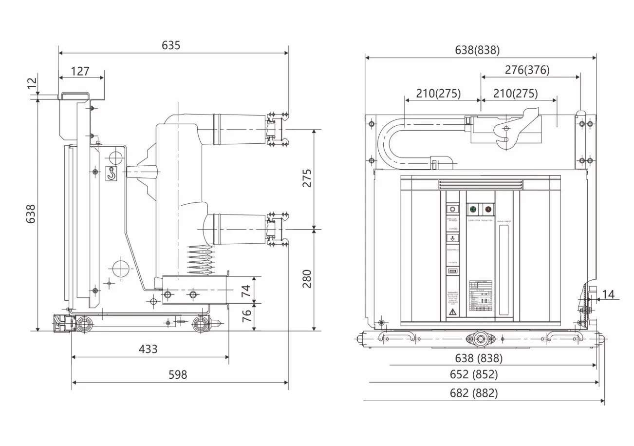 10kv 12kv vacuum circuit breaker 3 pole fixed type vcb for medium voltage switchgear electrical panel