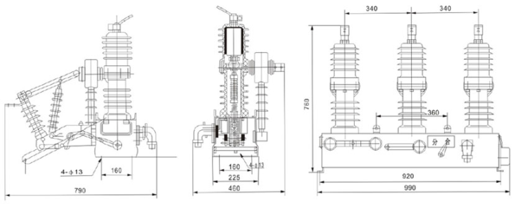 zw32 40.5kv 1250a outdoor high voltage vacuum circuit breaker