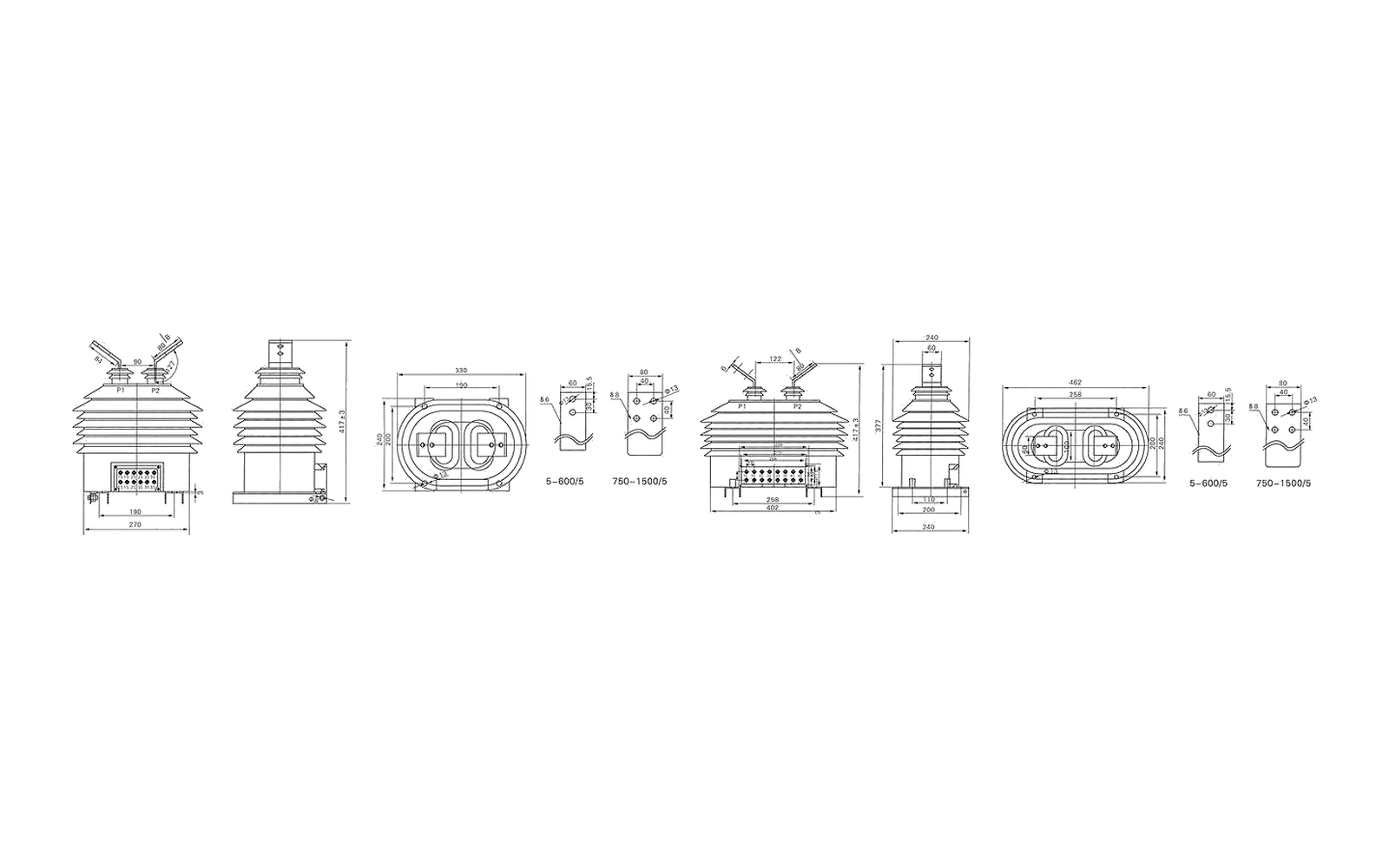 LZZBW-10 outdoor current transformer overall dimension drawing