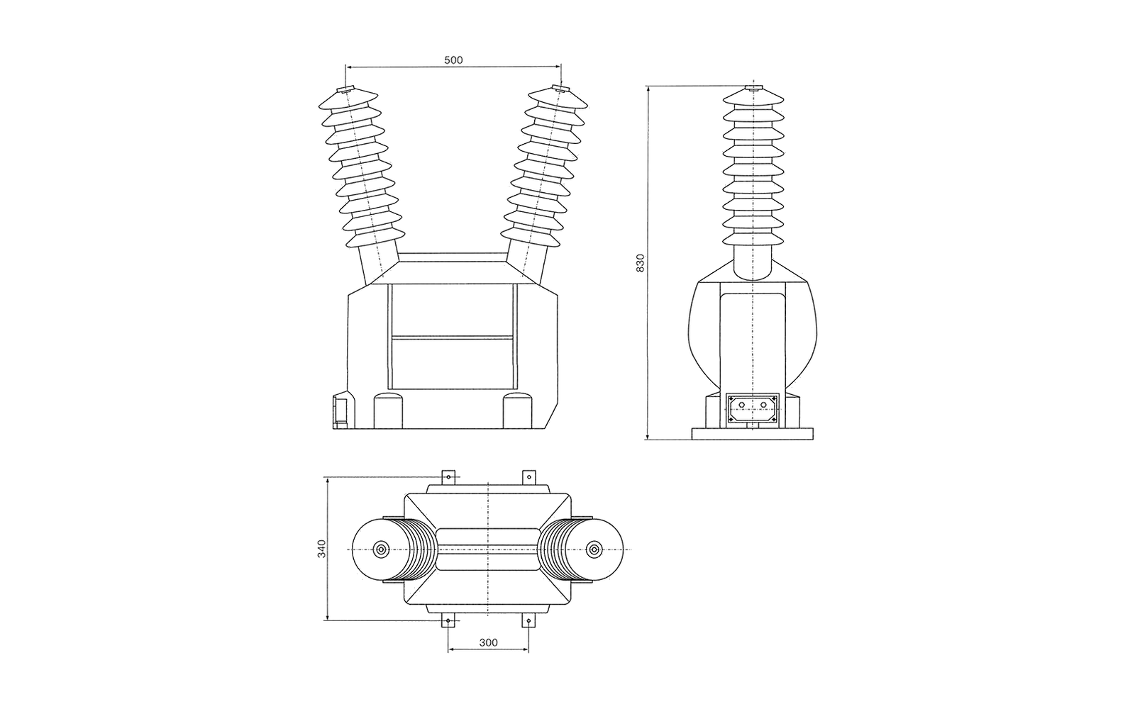 JDZ(F)-35W2 outdoor voltage transformer overall dimension drawing