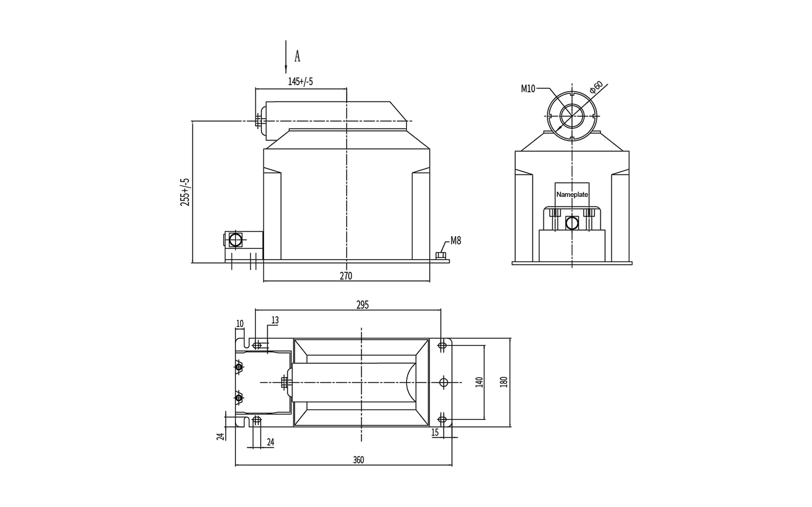 JDZX18-10R1 indoor voltage transformer overall dimension drawing with mounting and interface dimensions