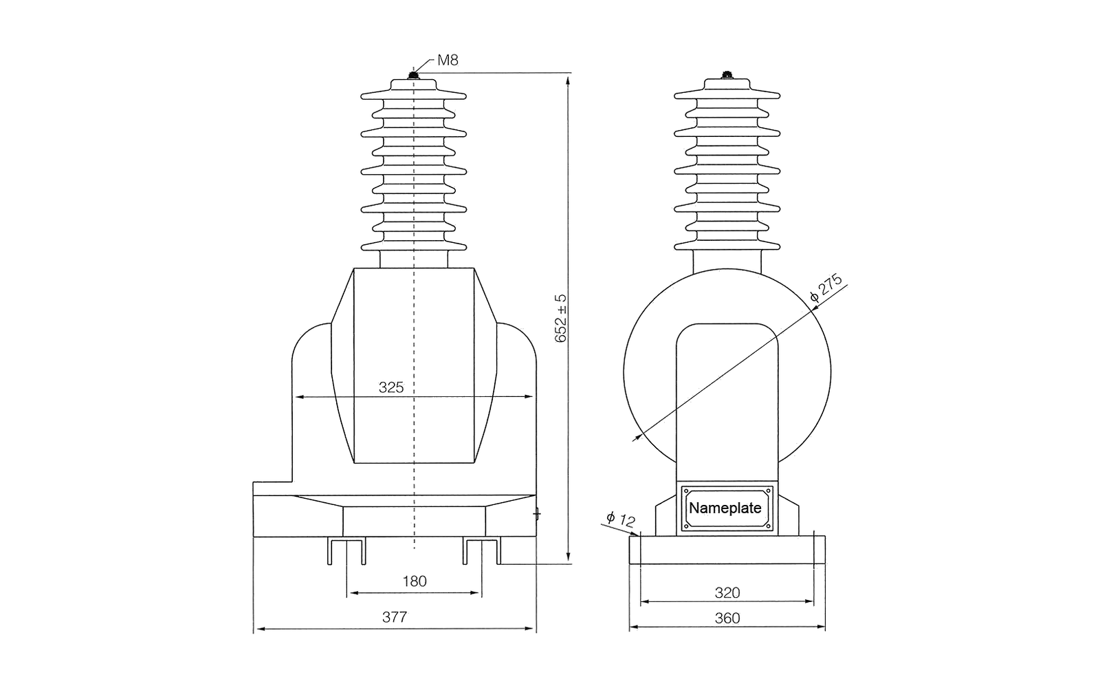 JDZXW-35 outdoor voltage transformer overall dimension drawing